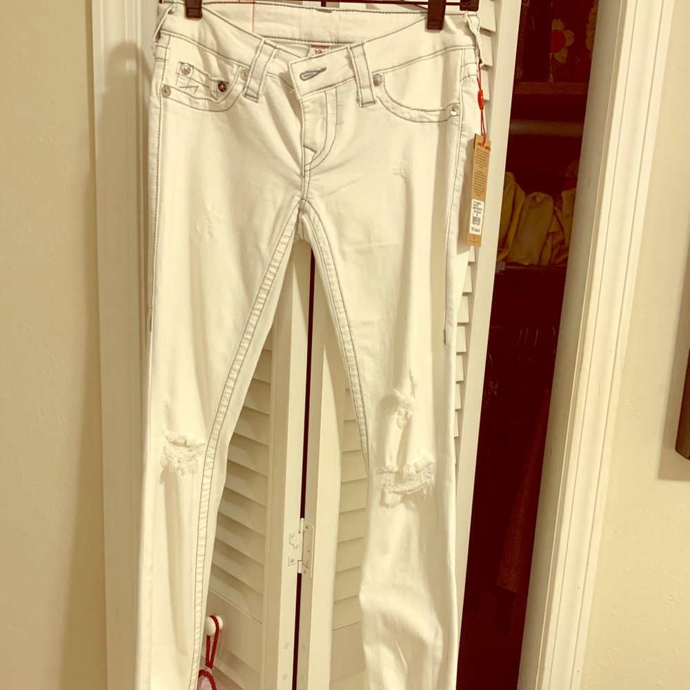 True religion white distress jeans